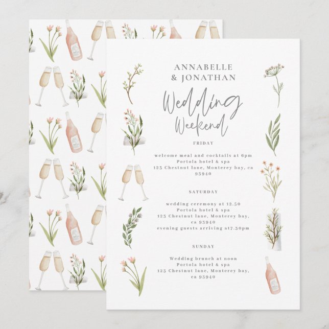 Carte Itinéraire de fin de semaine mariage à fleurs d'aq (Devant / Derrière)