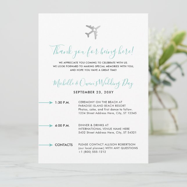 Carte Itinéraire de mariage de destination du sac de bie (Debout devant)