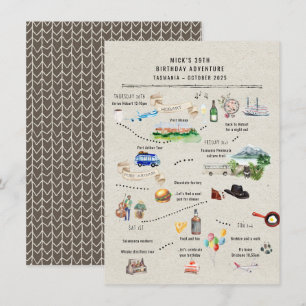 Carte Itinéraire de week-end d'anniversaire   Tasmanie