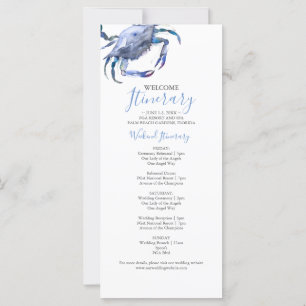 Carte Itinéraire du Mariage de crabe bleu aquarelle