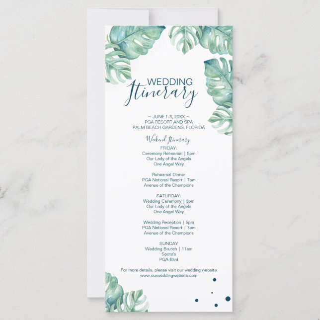 Carte Itinéraire du Mariage tropical (Devant)