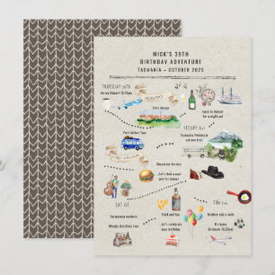 Carte Itinéraire du week-end d'anniversaire   Tasmanie