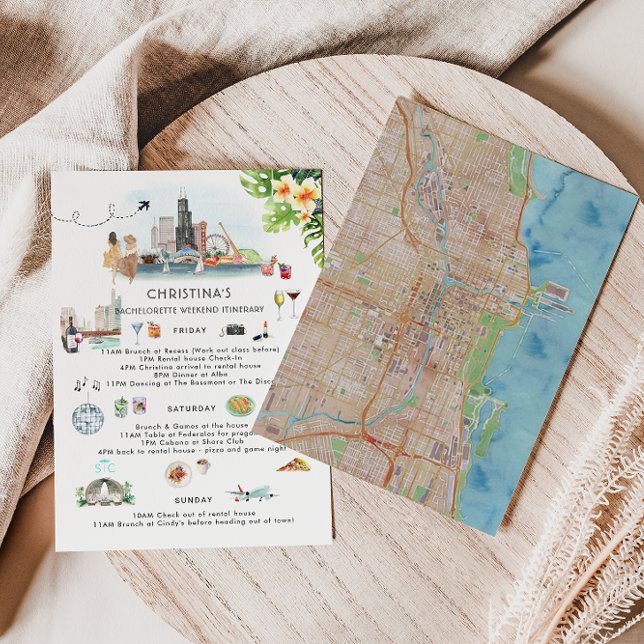 Carte Itinéraire du week-end de bachelorette | Chicago (Créateur téléchargé)