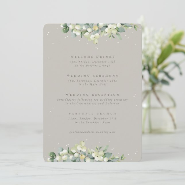 Carte Itinéraire Mariage 5x7 Greige Snowberry+Eucalyptus (Debout devant)