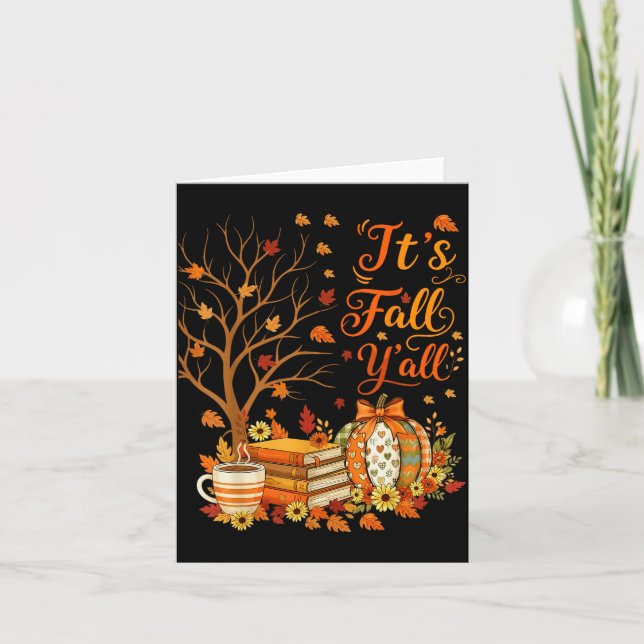 Carte It's Fall Y'all Floral Pumpkin Autumn Coffee Thank (Devant)