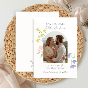 Carte Ivoire Élégante écriture florale Arche Mariage