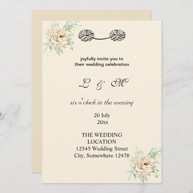 Carte ivoire simple monogrammé (Devant / Derrière)