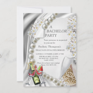 Carte Ivoire, Vert, Bleu, Soie Or & Bachelor Party