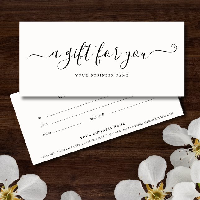 Carte Ivory Business Cadeau Certificat Élégant Simple (Ivory Business Gift Certificate)