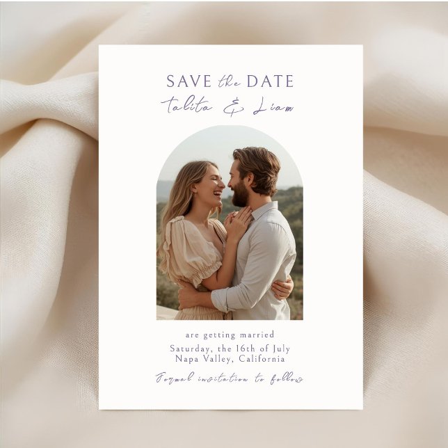Carte Ivory | Elegant Script Arch Wedding Save the Date (Créateur téléchargé)