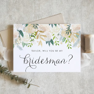 Carte Ivory Floral Garland Serez-Vous Mon Époux