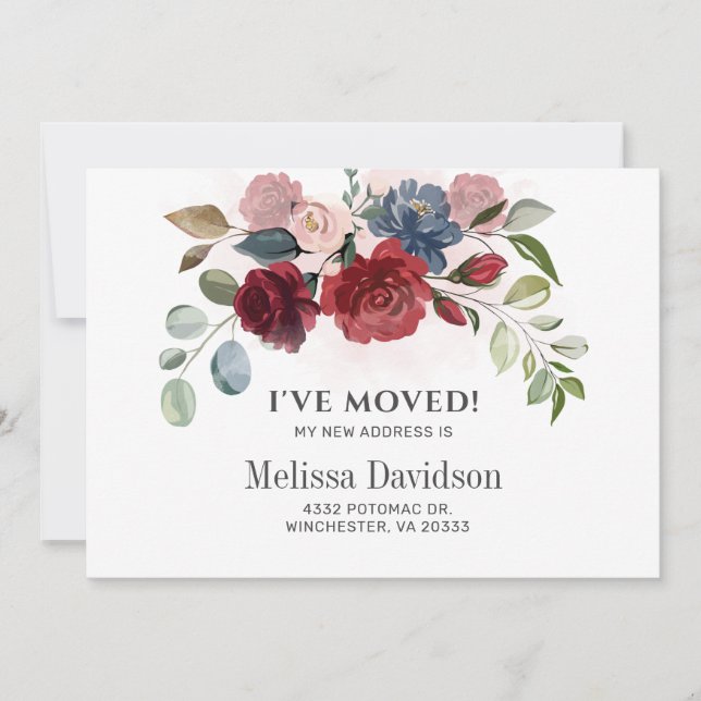 Carte J’ai déménagé la Bourgogne en botanique florale en (Devant)