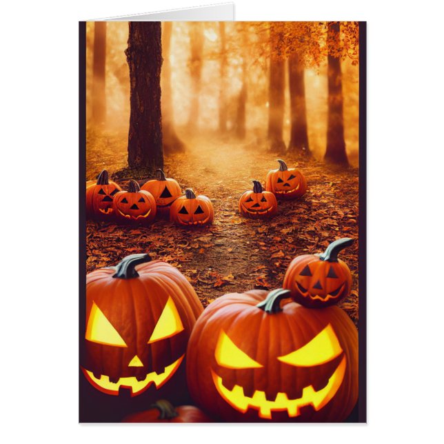 Carte Jack-o'-lantern Citrouille Éffrayante Hallow (Devant)