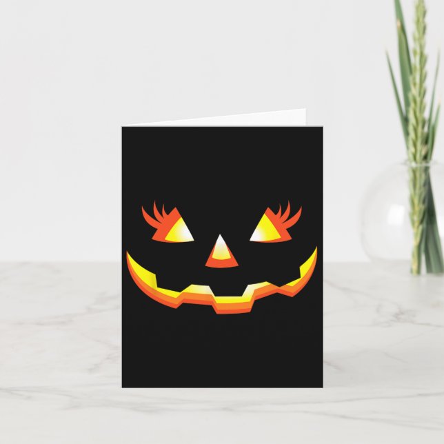 Carte Jack-o'-lantern Face Citrouille Eyelashes Hallowee (Devant)