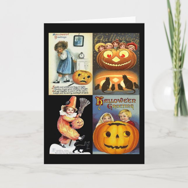 Carte Jack o'Lantern vintage avec Montage Enfants (Devant)