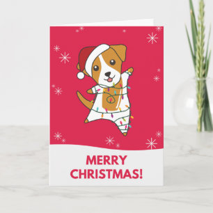Carte Jack Russel Chien de Noël Animaux d'hiver Chiens C