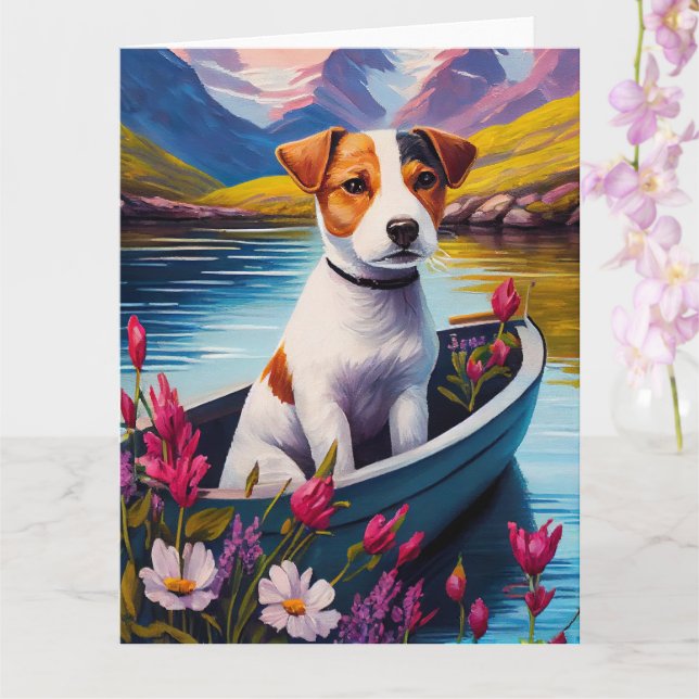 Carte Jack Russell à la pagaie : une aventure Pittoresqu (Orchidée)