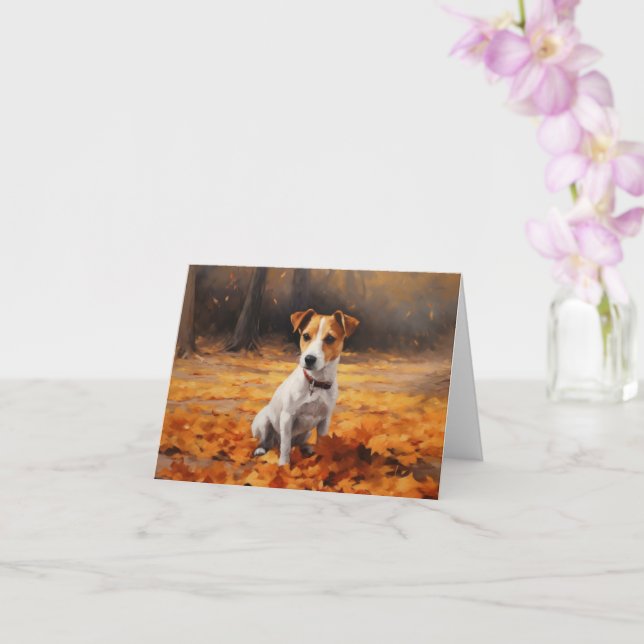 Carte Jack Russell à l'automne Feuilles automne Inspire (Orchidée)