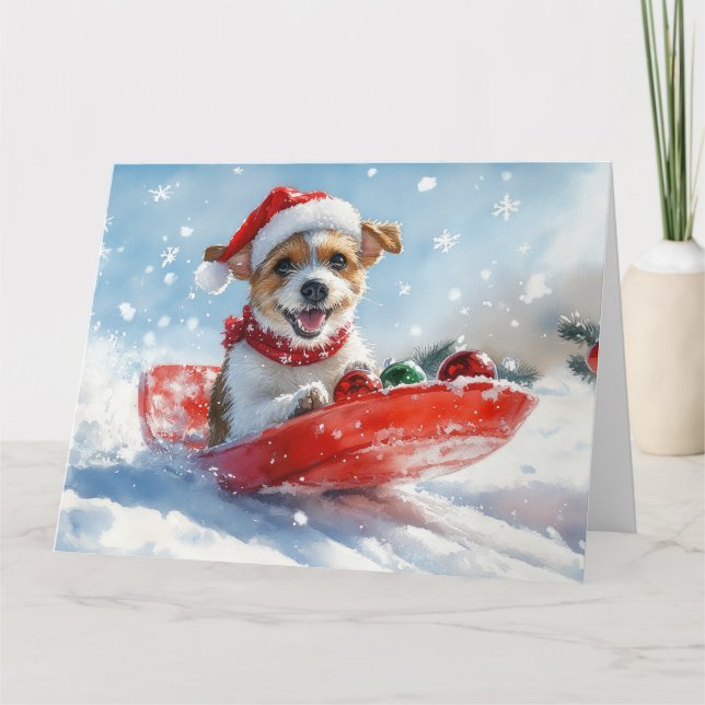 Carte Jack Russell Chien dans la boue Laisser neiger Noë (Devant)