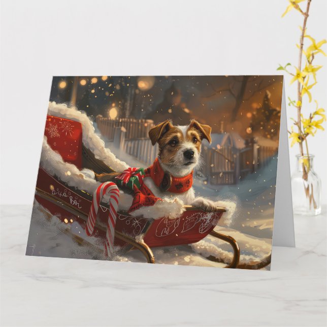 Carte Jack Russell Chien Festive de Noël (Fleur jaune)
