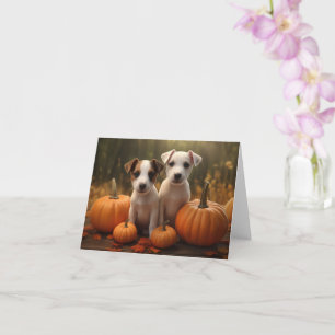 Carte Jack Russell Puppy Automne Citrouille de plaisir