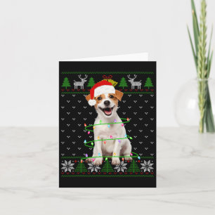 Carte Jack Russell Terrier Chien Noël Arbre Lumières Cou
