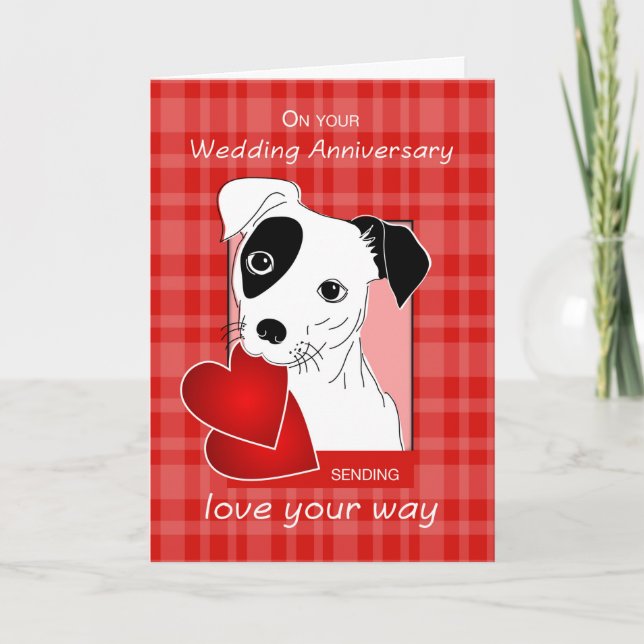 Carte Jack Russell Terrier Dog, l'anniversaire du Mariag (Devant)
