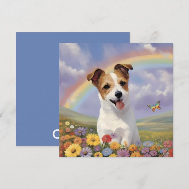 Carte Jack Russell Terrier Rainbow Nom du chien personna (Devant / Derrière)