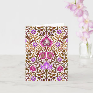 Carte Jacobean Floral Damask, rose, violet et Brown
