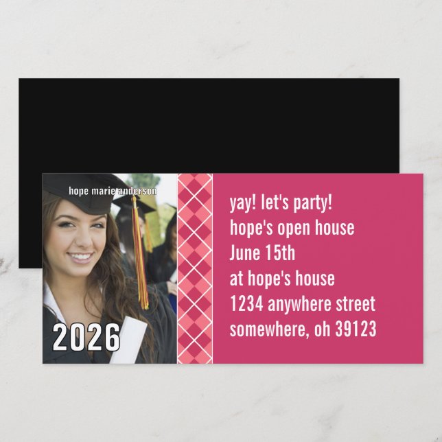 Carte Jacquard rose Photos supérieures Diplôme photo (Devant / Derrière)