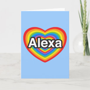 Carte J'adore Alexa. Je t'aime Alexa. Cœur