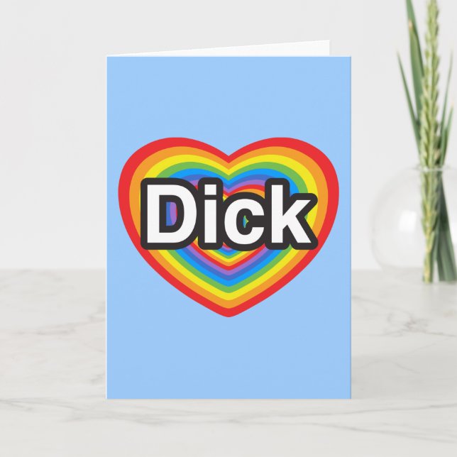 Carte J'adore Dick. Je t'aime Dick. Cœur (Devant)