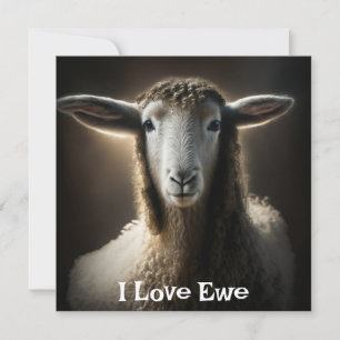 Carte J'adore la brebis   Jeu de mots mignon