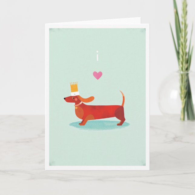 Carte J'adore les chiens saucisses (Devant)