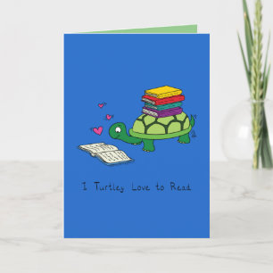 Carte J'adore lire les amateurs de livre de tortues