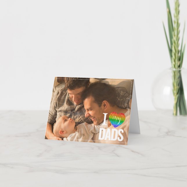 Carte J'adore mes papas | Rainbow Heart Pride Fête des p (Devant)