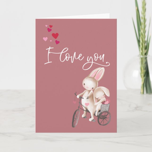 Carte J'adore ton lapin câlin de la Saint-Valentin (Devant)