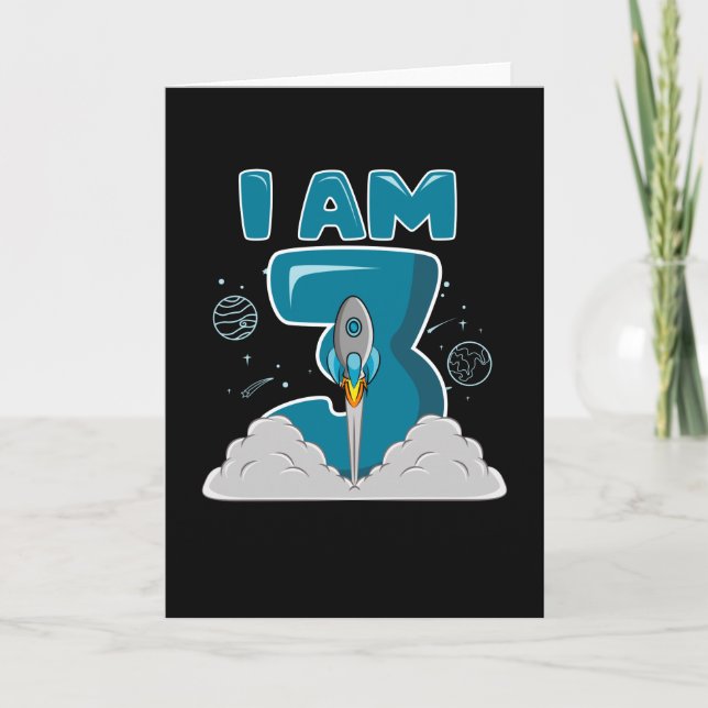 Carte J'AI 3 ans 3e anniversaire Boy Space Anniversaire (Devant)