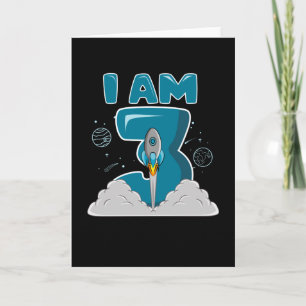 Carte J'AI 3 ans 3e anniversaire Boy Space Anniversaire