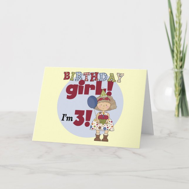 Carte J'ai 3 Tshirts et cadeaux pour filles d'anniversai (Devant)