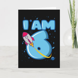 Carte J'AI 6 ans 6e anniversaire Boy Space Anniversaire