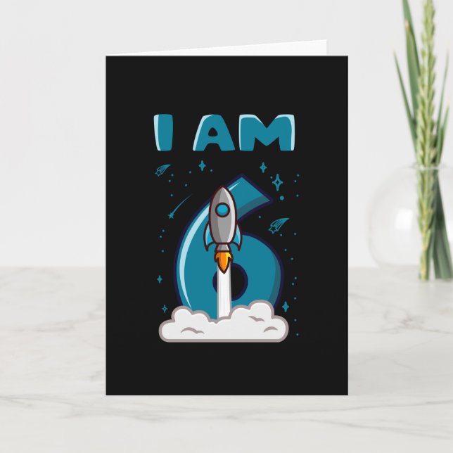 Carte J'AI 6 ans 6e anniversaire Boy Space Anniversaire (Devant)