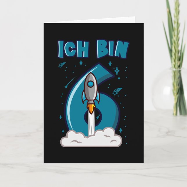 Carte J'AI 6 ans 6e anniversaire Boy Space Anniversaire (Devant)
