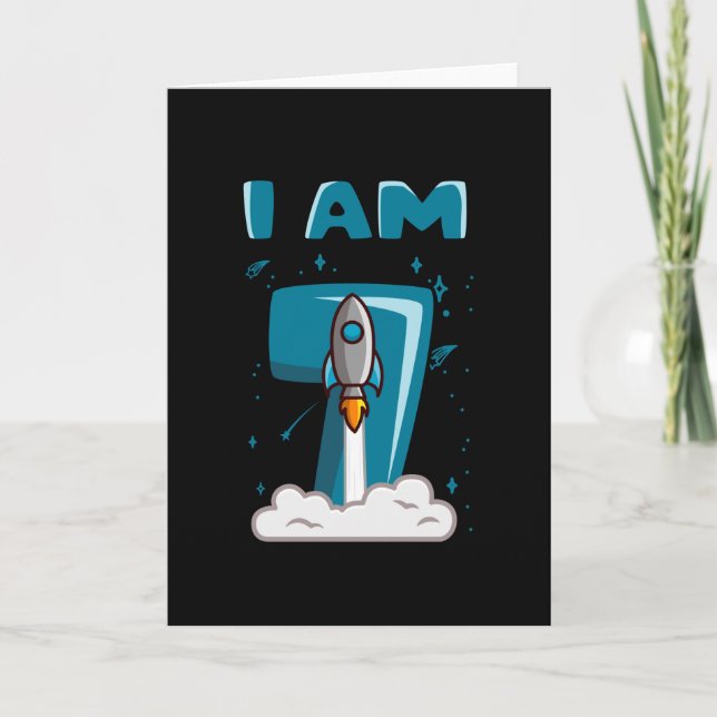 Carte J'AI 7 ANS 7e anniversaire Boy Space Anniversaire (Devant)