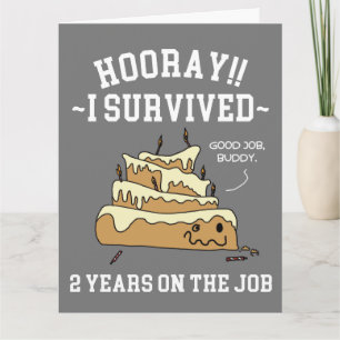 Carte J'ai survécu 2 ans à l'anniversaire de l'employé-e