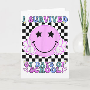 Carte J'ai survécu 67 jours d'école drôle 67 mème étudia