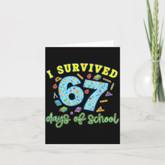 Carte J'ai survécu 67 jours d'école drôle 6 7 mème ensei