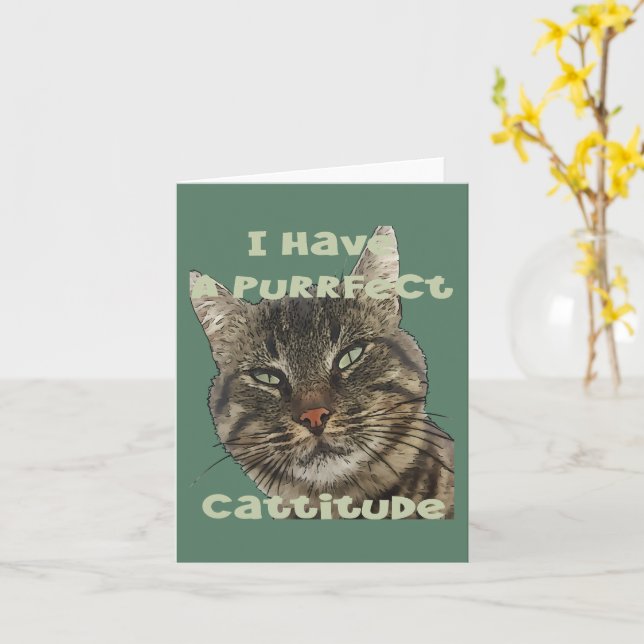 Carte J'Ai Une Citation De Pun Fun Cattitude Fun (Fleur jaune)
