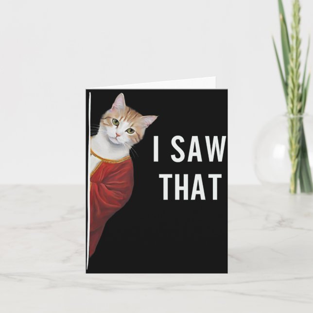 Carte J'Ai Vu Que Drôle Kitten Cute Chat Noël Jésus G (Devant)