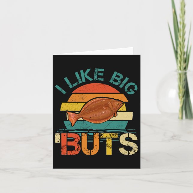 Carte J'Aime Big Buts Halibut Pour Halibut Pêcher Fisher (Devant)